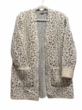Cyrus Cream and Black Leopard Fuzzy Open Cardigan